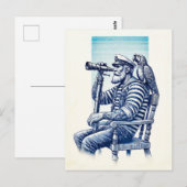  zeeman met verrekijker en een papegaai briefkaart (Voorkant / Achterkant)