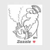 Zeeman rookt een scheepsvormige pijp. grappig sticker (Vel)