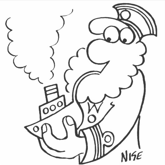 Zeeman rookt een scheepsvormige pijp. grappig sticker (Voorkant)