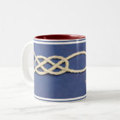 Zeemannen Knot - Carrick Bend Tweekleurige Koffiemok (Voorkant links)