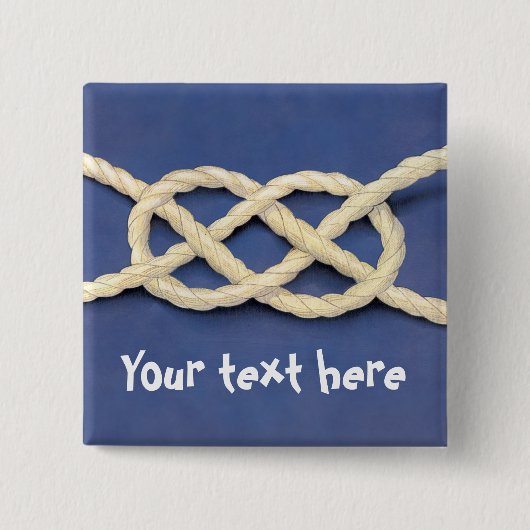 Zeemannen Knot - Carrick Bend Vierkante Button 5,1 Cm (Voorkant)