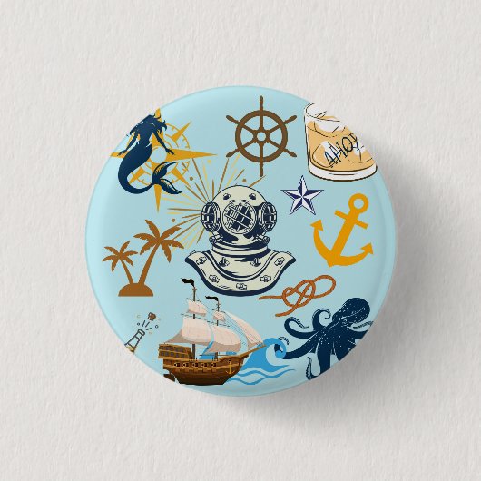 Zeemans Avond Ronde Button 3,2 Cm (Voorkant)