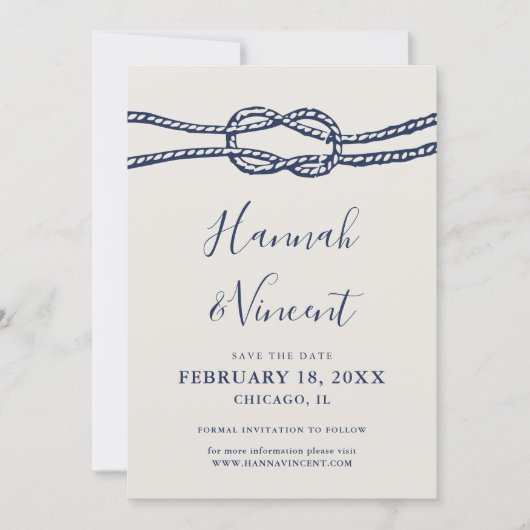 Zeemans knoop save the date kaart (Voorkant)