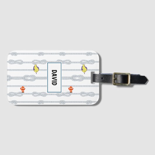 Zeemansknopen en -minnows bagagelabel (Voorkant (horizontaal))