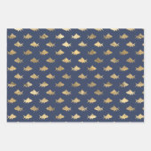 Zeemblauw en goudzeemeermaïde oceaan, naadloos inpakpapier vel (Voorkant 2)