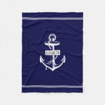 Zeemblauw en wit nautisch anker en lijnen