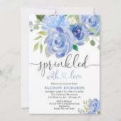 Zeemblauw en witte florale baby sprinkhaan kaart (Voorkant)