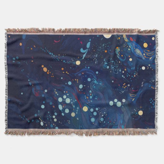 Zeemblauw middernachtzwaluw abstract sterrenstelse deken (Voorkant)