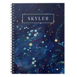 Zeemblauw middernachtzwaluw abstract sterrenstelse notitieboek