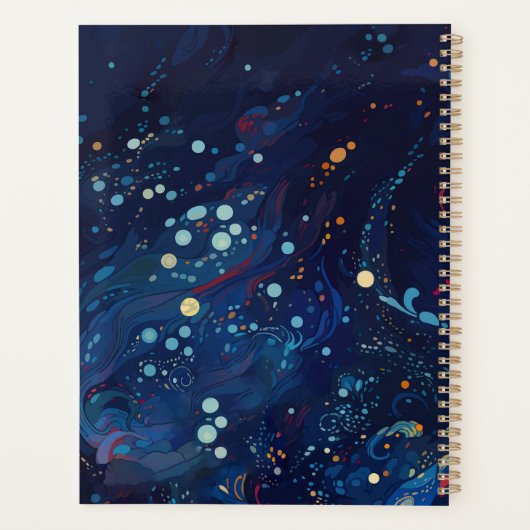 Zeemblauw middernachtzwaluw abstract sterrenstelse planner (Achterkant)