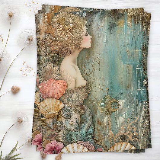 ZEEMEERMEISJE DECOUPAGE VLOEIPAPIER TISSUEPAPIER