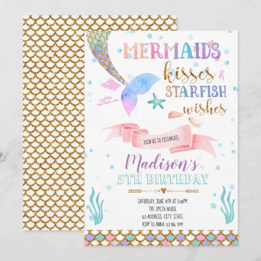 Zeemeermesjes en zoete wensen kaart (Voorkant / Achterkant)