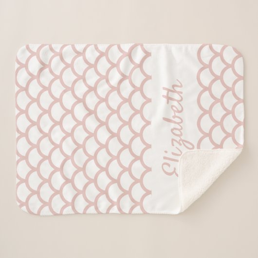 Zeemeermesschalen roos gouden witte monogram patro sherpa deken (Voorkant (horizontaal))