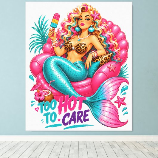 #Zeemeermin -100% Aanpasbaar Omwikkeld Canvas (Gla Afdruk (Insitu (Houten vloer))