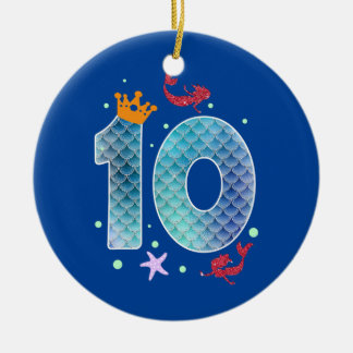 Zeemeermin 10e verjaardag Tien jaar oud meisje 10  Keramisch Ornament