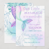 Zeemeermin 1 verjaardag onder Zee Zeemeermin Kaart (Voorkant / Achterkant)