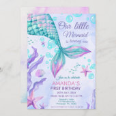 Zeemeermin 1 verjaardag onder Zee Zeemeermin Kaart (Voorkant / Achterkant)