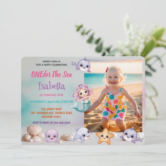 Zeemeermin 1e foto onder het zee kaart (Staand voorkant)