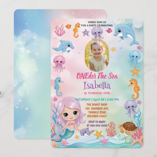 Zeemeermin 1e foto Oneder Ocean verjaardag Kaart (Voorkant / Achterkant)