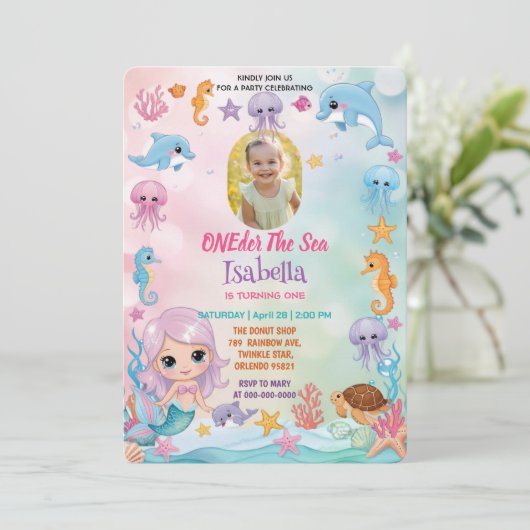 Zeemeermin 1e foto Oneder Ocean verjaardag Kaart (Staand voorkant)