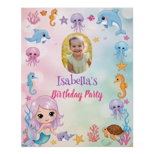 Zeemeermin 1e foto Oneder Ocean verjaardag Perfect Poster (Voorkant)