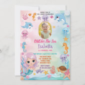 Zeemeermin 1e foto Oneder Ocean verjaardag Save The Date (Voorkant)