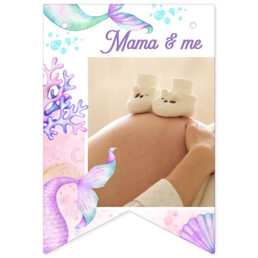 Zeemeermin 1e Verjaardag Foto Milestone Roze Vlaggetjes (Tweede vlag)