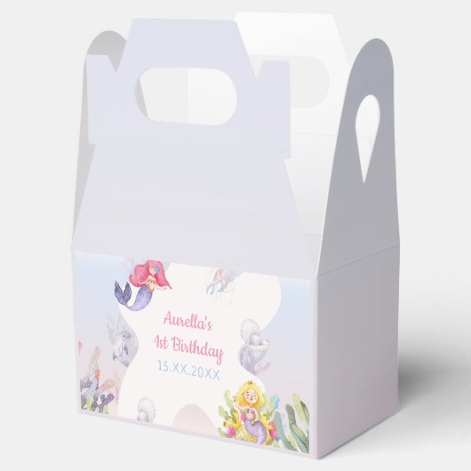 Zeemeermin 1e verjaardag meisje feest bedankdoosjes (Geopend)