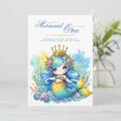 Zeemeermin 1e verjaardag of LEFTFTIJDIGE LEEFTIJD  Kaart (Staand voorkant)