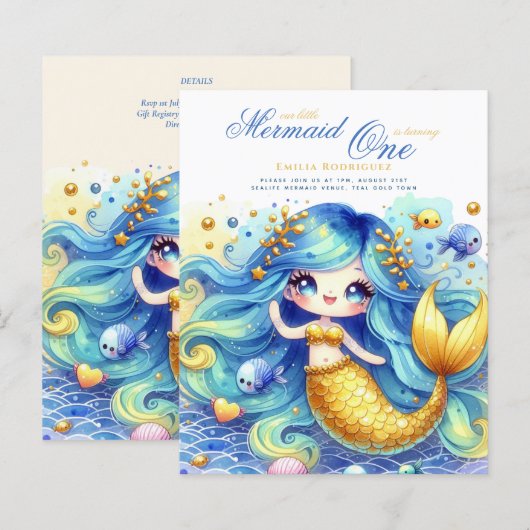 Zeemeermin 1e verjaardag of LEUFTIJD AANPASSEN Tur (Voorkant / Achterkant)