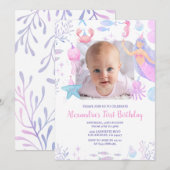 Zeemeermin 1e verjaardag onder het Zee Foto Kaart (Voorkant / Achterkant)