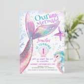 Zeemeermin 1e Verjaardag onder het Zee Kleine Zeem Kaart (Staand voorkant)