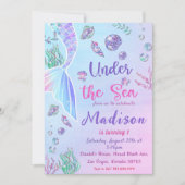 Zeemeermin 1e Verjaardag onder het Zee Party Kaart (Voorkant)