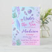 Zeemeermin 1e Verjaardag onder het Zee Party Kaart (Staand voorkant)
