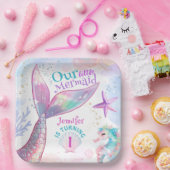 Zeemeermin 1e Verjaardag onder het Zee Roze Zeemee Papieren Bordje (Feest)