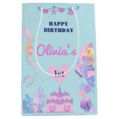 Zeemeermin 1e Verjaardag Onder Zee Gift Bag Medium Cadeauzakje (Voorkant)