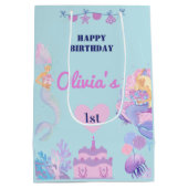 Zeemeermin 1e Verjaardag Onder Zee Gift Bag Medium Cadeauzakje (Achterkant)