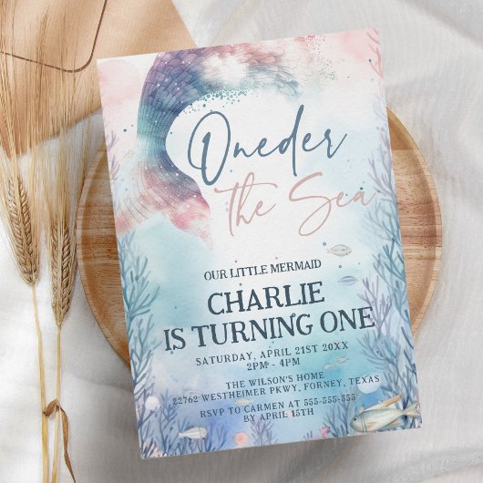 Zeemeermin 1e Verjaardag Oneder het Zee 1e Verjaar Kaart