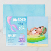 Zeemeermin 1e Verjaardag ONEder het zee Blauw Foto Kaart (Voorkant / Achterkant)