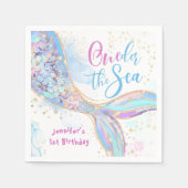 Zeemeermin 1e verjaardag Oneder Het Zee Blauw Servet (Voorkant)
