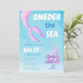 Zeemeermin 1e Verjaardag ONEder het zee Blue Budge Kaart (Staand voorkant)