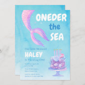 Zeemeermin 1e Verjaardag ONEder het zee Blue Budge Kaart (Voorkant / Achterkant)