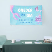 Zeemeermin 1e Verjaardag ONEder het zee Blue Budge Spandoek (Beurs)