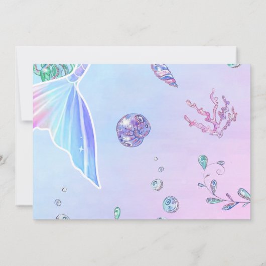 Zeemeermin 1e Verjaardag ONEder Het Zee Feest Invi Kaart (Achterkant)