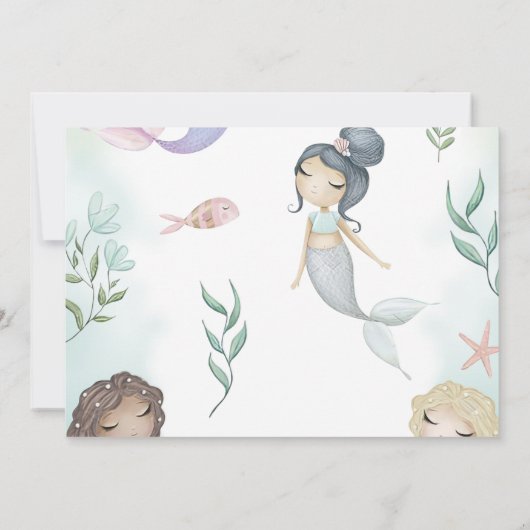 Zeemeermin 1e Verjaardag ONEder Het Zee Feest Invi Kaart (Achterkant)