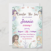 Zeemeermin 1e Verjaardag ONEder Het Zee Feest Invi Kaart (Voorkant)