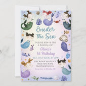 Zeemeermin 1e Verjaardag Oneder Het Zee Feest Kaart (Voorkant)