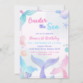 Zeemeermin 1e Verjaardag Oneder Het Zee Feest Kaart (Voorkant)