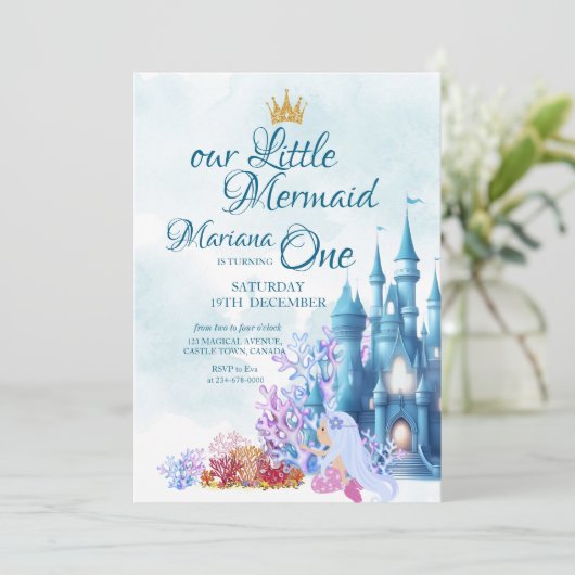 Zeemeermin 1e verjaardag ONEder het Zee Kaart (Staand voorkant)