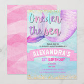 Zeemeermin 1e Verjaardag Oneder het Zee Kaart (Voorkant / Achterkant)